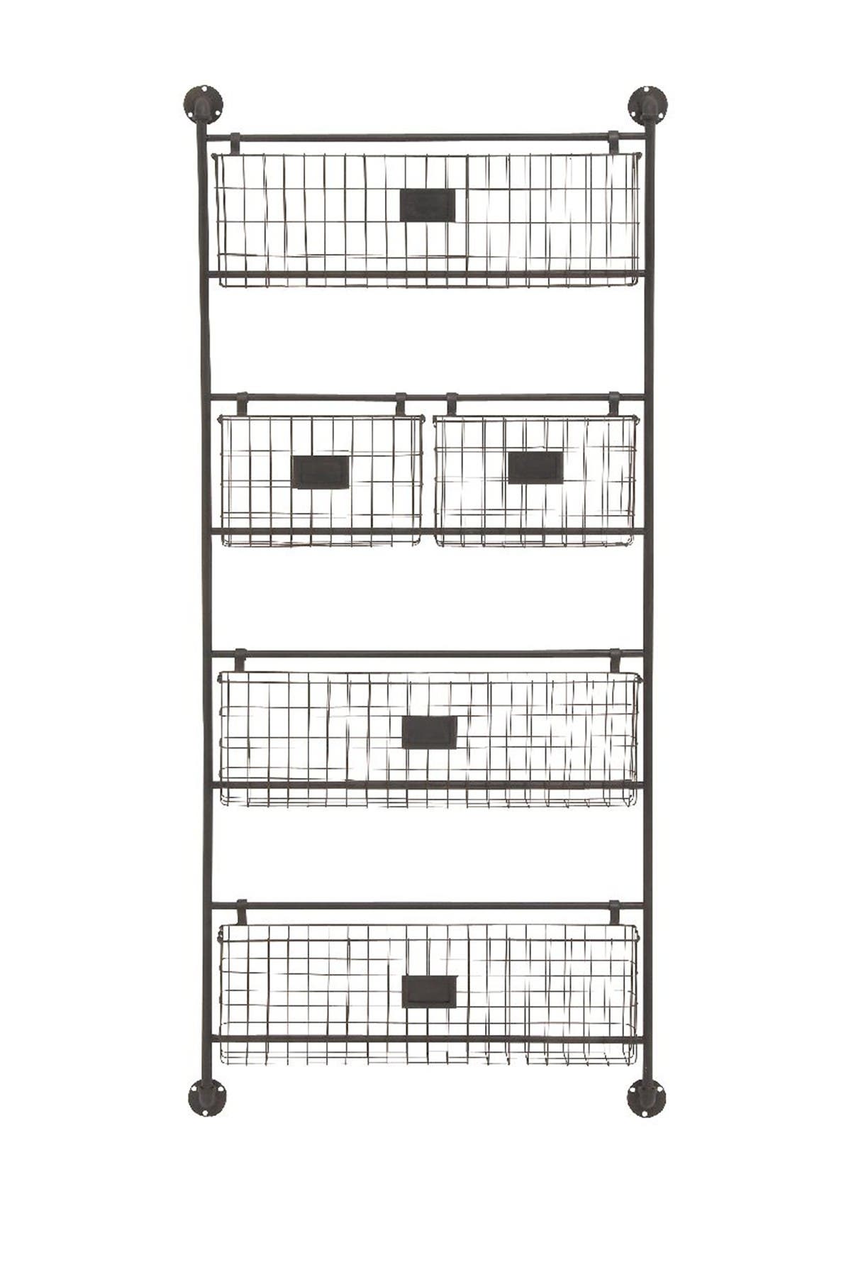 Willow Row Iron Black Industrial Wall Basket ModeSens