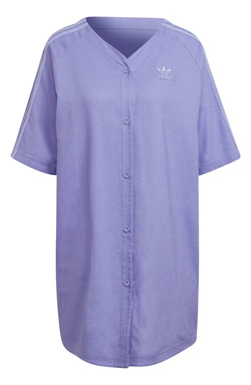 adidas Originals Baseball Shirt Dress in Light Purple