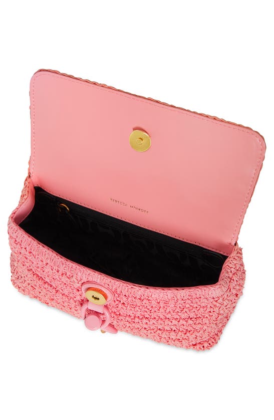 Shop Rebecca Minkoff Edie Top Handle Straw Satchel Bag In Rose