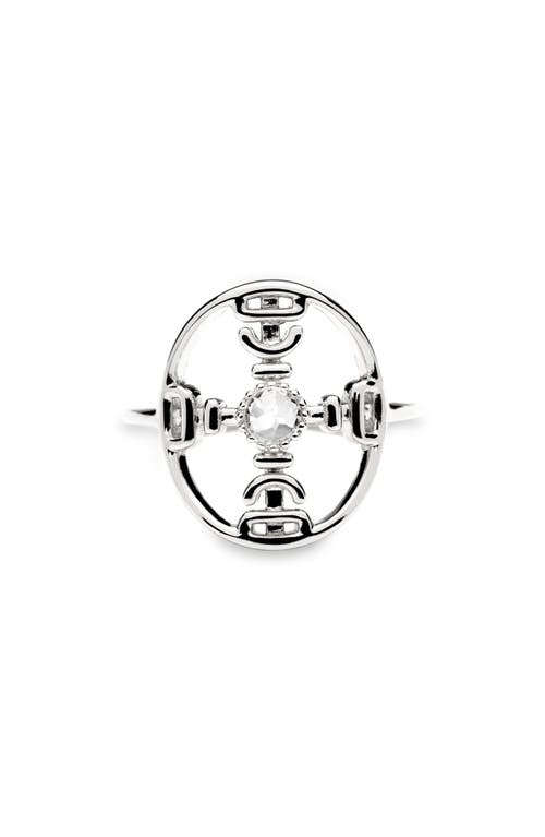 White Sapphire Compass Ring in Sterling Silver