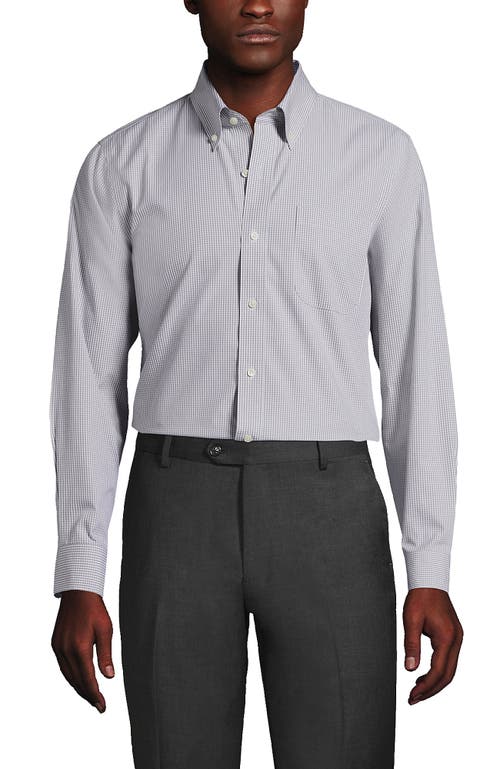 Lands' End School Uniform Tailored Fit No Iron Solid Supima Cotton Pinpoint Buttondown Collar Dress In Ultimate Gray Check
