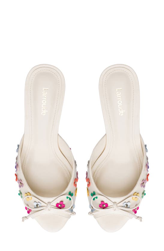 Shop Larroude Jasmine Kitten Heel Peep Toe Sandal In Ivory