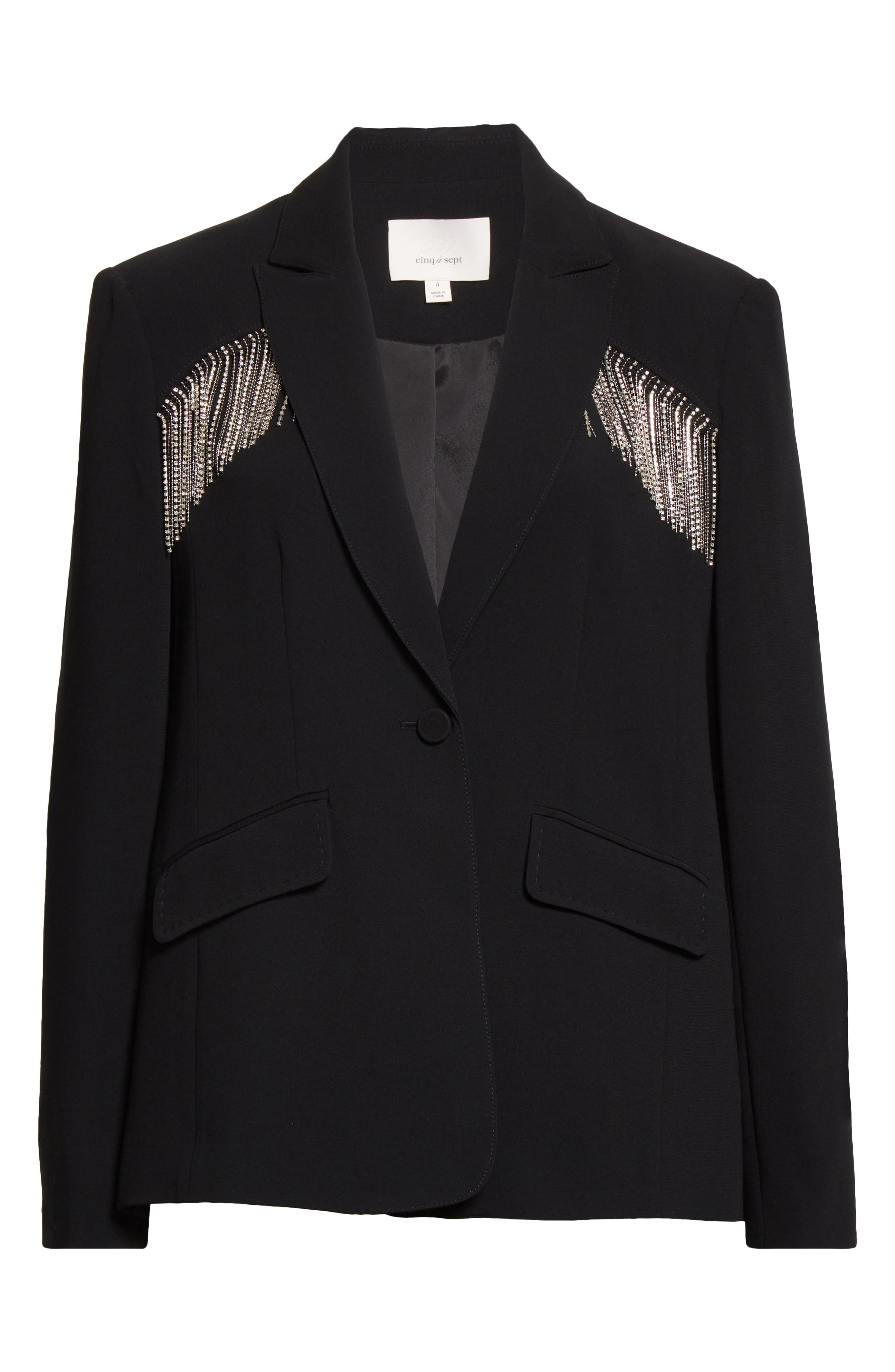 Cinq a Sept Ira Crystal Fringe Detail Blazer