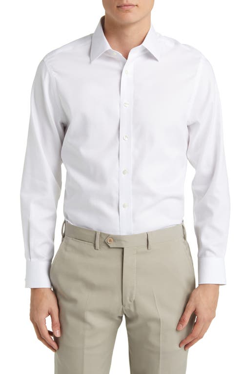 Slim Fit Non-Iron Solid Royal Oxford Dress Shirt in White