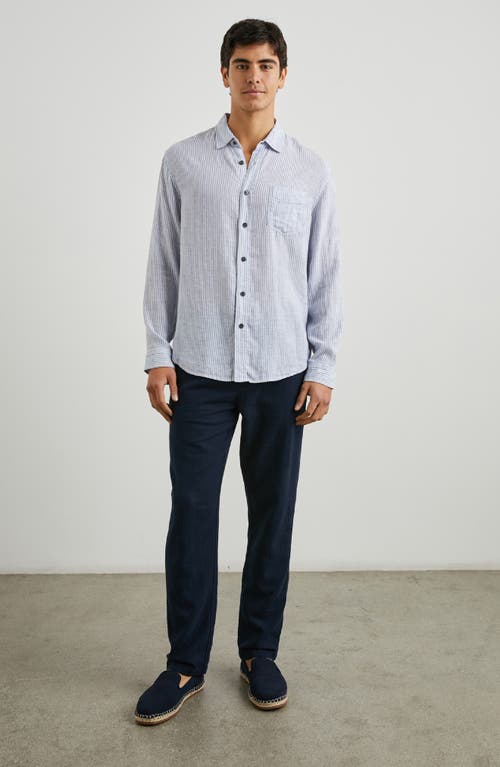 Shop Rails Connor Stripe Linen Blend Button-up Shirt In Denim White Railroad