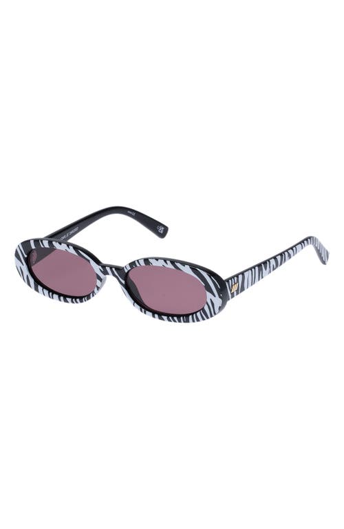 Shop Le Specs Outta Love 51mm Oval Sunglasses In White Tiger/smokey Brown