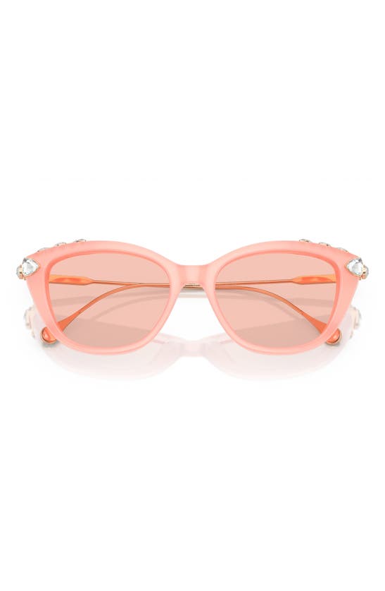 Shop Swarovski 53mm Cat Eye Sunglasses In Opal Pink