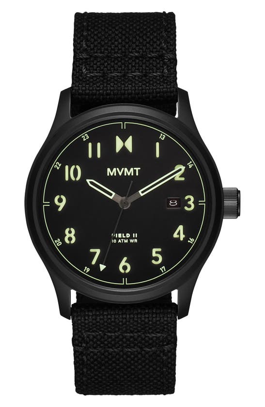 Shop Mvmt Watches Field Ii Nylon Strap Watch, 41mm In Black