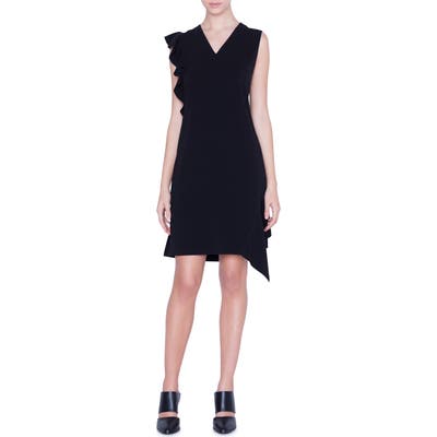 Akris Punto Ruffle Detail Crepe Dress, Black