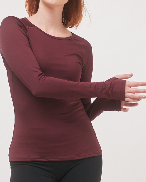Rebody Active Citizen Compression Long Sleeve Top In Sangria Wine
