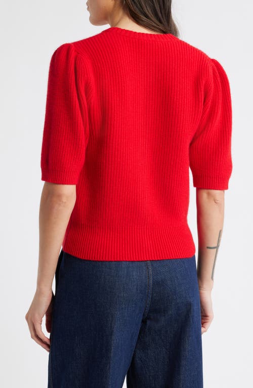 Frame Shrunken Rib Wool & Cashmere Cardigan In True Red