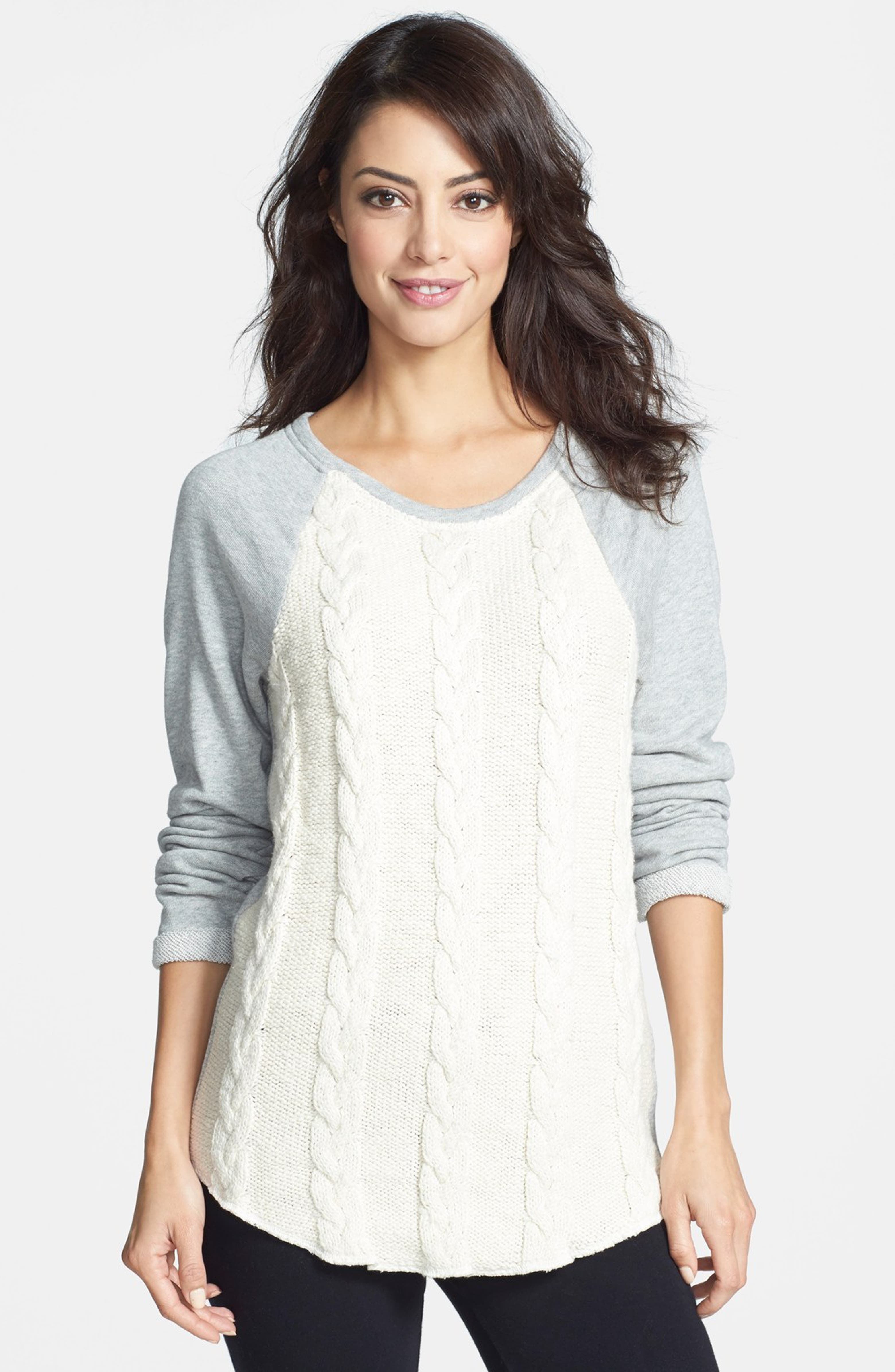 PJ Salvage 'Home' Cable Knit & French Terry Top Nordstrom