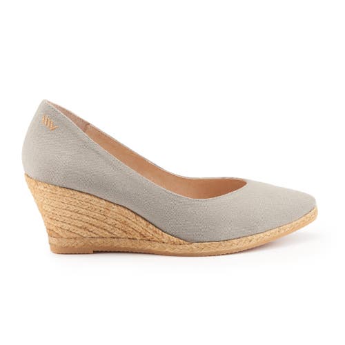 Viscata Roses Canvas V Cut Espadrille Wedges In Ash