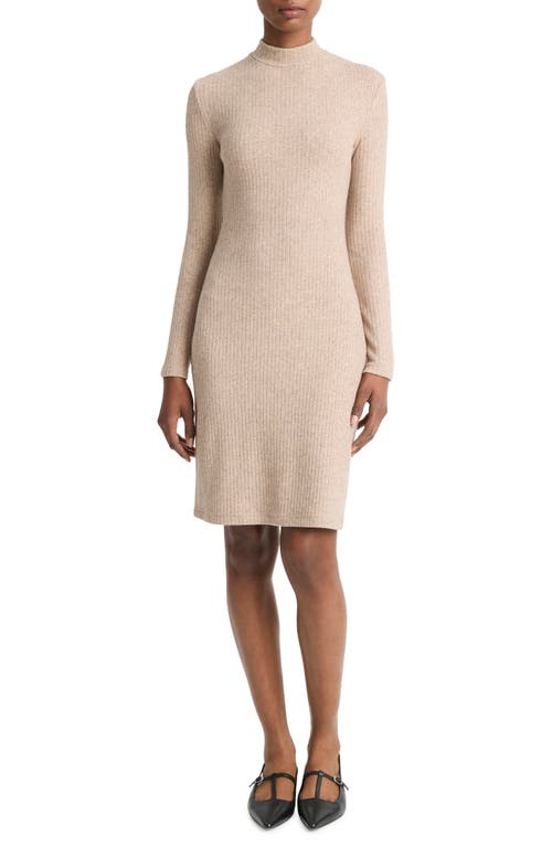 Shop Vince Long Sleeve Rib Dress In Hazel Cream