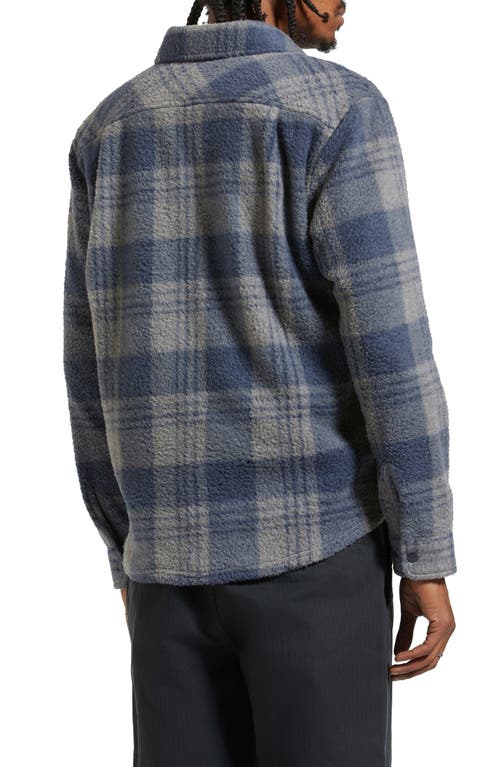 Shop Brixton Bowery Arctic Fleece Shirt Jacket In Washed Navy/beige Plaid