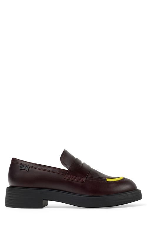 Shop Camper Dean Mismatched Penny Loafers In Burgundy