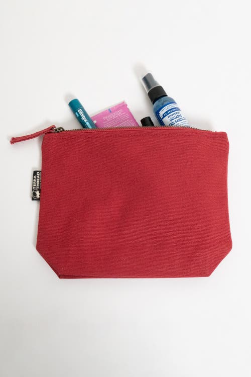 Shop Terra Thread Organic Cotton Makeup Bag In Ruby Red