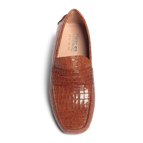 Carlos Santana Ritchie Penny Loafer In Tan Croco