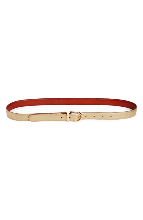 Shop Nordstrom Nora Reversible Metallic Leather Belt In Cognac- Gold