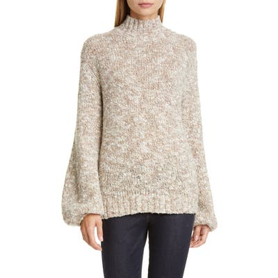 Co Balloon Sleeve Merino Wool Blend Sweater, Beige