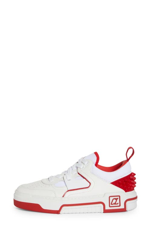 Shop Christian Louboutin Astroloubi Mixed Media Low Top Sneaker In J679 White/loubi