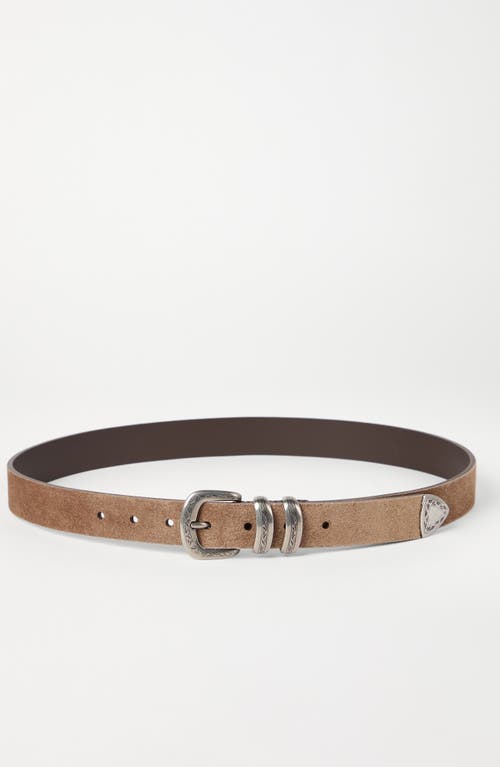 Shop Brunello Cucinelli Suede Belt With Detailed Buckle In Light Brown