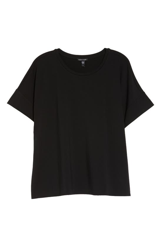 Eileen Fisher Organic Cotton Crewneck T-shirt In Black