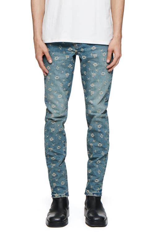 PURPLE BRAND Jacquard Monogram Stretch Skinny Jeans Mid Indigo at Nordstrom,