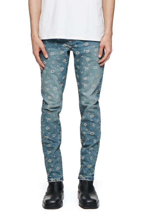 Shop Purple Brand Jacquard Monogram Stretch Skinny Jeans In Mid Indigo