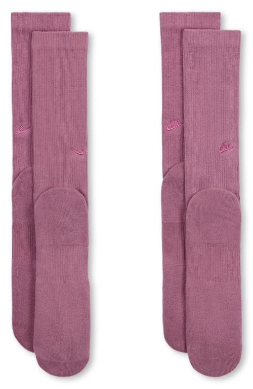 Nike 2-pack Dri-fit Everyday Cushioned Crew Socks In Plum Dust/plum Dust