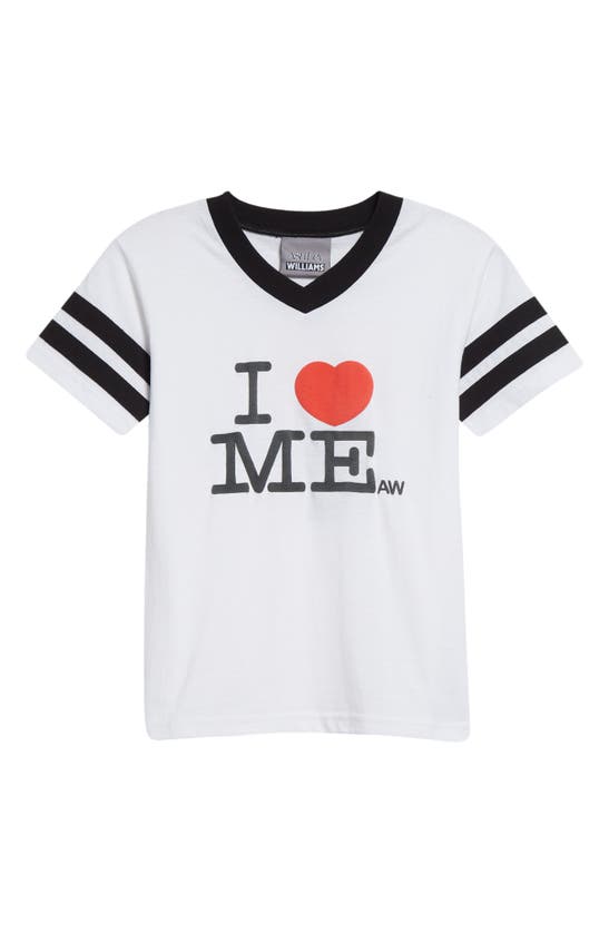Shop Ashley Williams I Heart Me Cotton Blend Graphic T-shirt In White W Black Trim