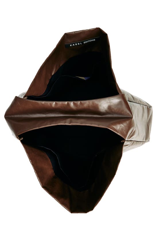 Shop Kassl Oil Coated Canvas Shoulder Tote In Dark Brown