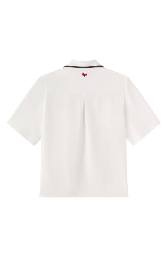 Shop Vayder Luca Oversize Silk Blend Camp Shirt In White