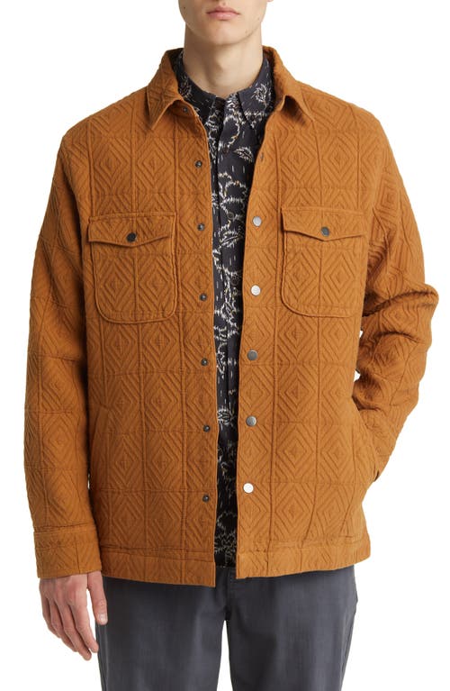 Jacquard Cotton Snap-Up Shirt Jacket in Brown Rubber