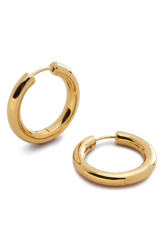 Shop Monica Vinader Medium Essential Tube Hoop Earrings In 18ct Gold Vermeil