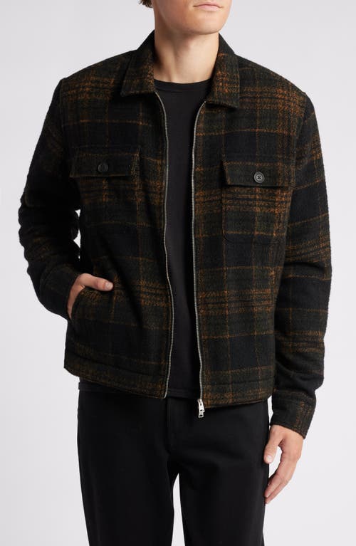 Shop Allsaints Bauhaus Plaid Fleece Lined Flannel Zip Jacket In Jet Black