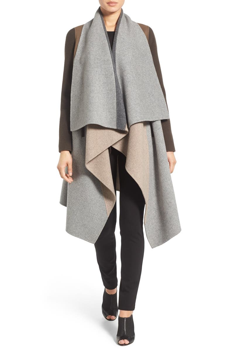 Dawn Levy 'Sierra' Wool Blend Colorblock Drape Front Coat | Nordstrom