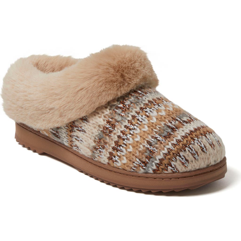 Dearfoams Women's Hannah Festive Knit Clog Slippers In Latte