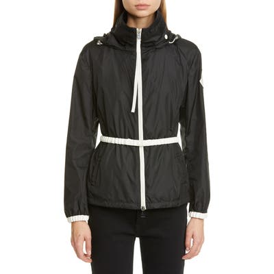 Moncler Hooded Logo Jacket With Belt, 0 (fits like 00-0 US) - Black