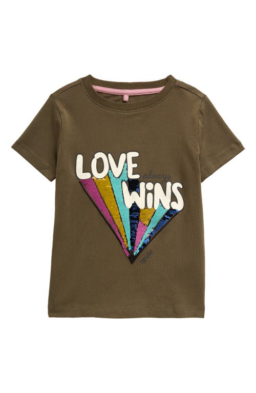 Shop The New Kids' Love Wins Sequin Cotton Graphic T-shirt In Ivy Green