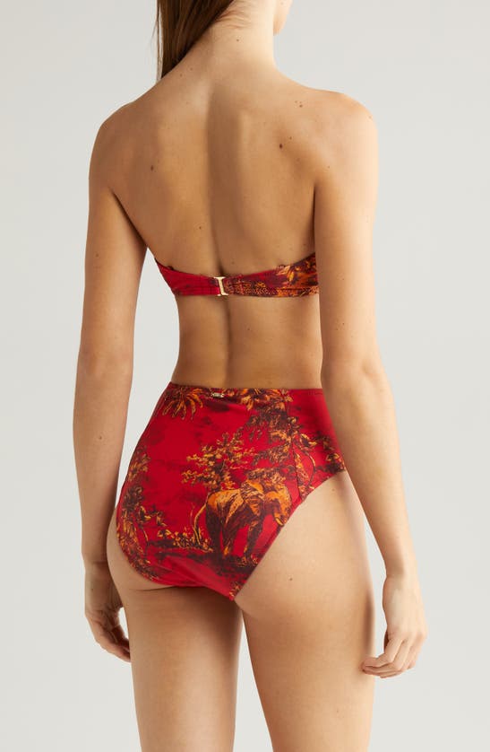 Shop L Agence Vanessa Red Jungle High Waist Bikini Bottoms In Scarlet