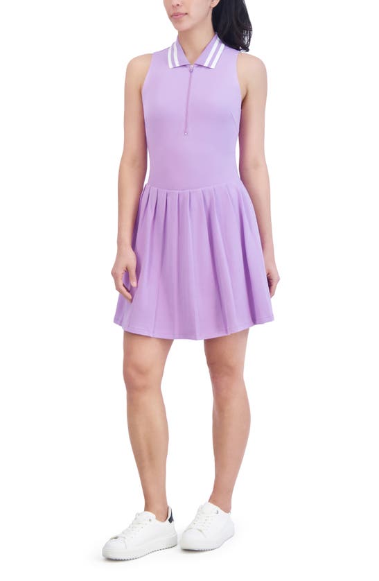 Shop Sage Collective Sage Collective Clubhouse Half Zip Polo Dress In Lilac