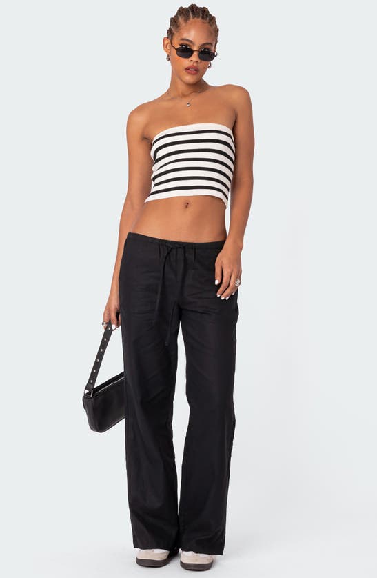 Shop Edikted Lexi Stripe Rib Tube Top In Black-and-white