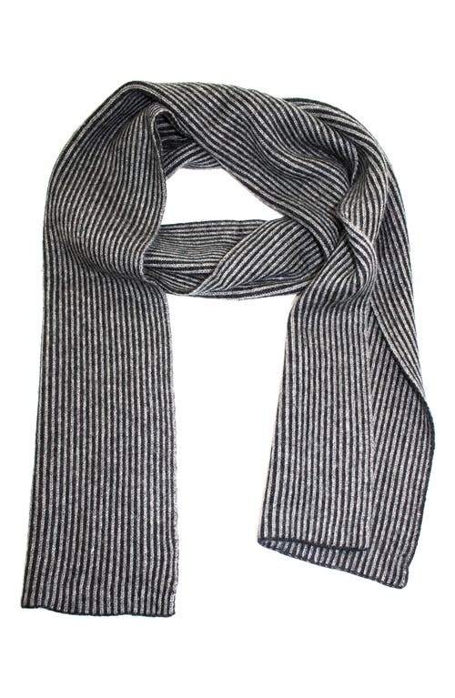 Shop Portolano Stripe Knit Scarf In Black/heather Grey
