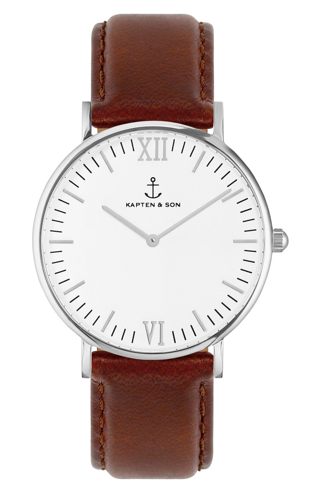 Kapten & Son Campus Leather Strap Watch, 40mm Nordstrom