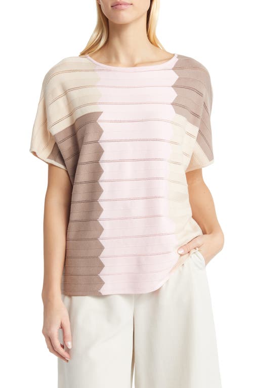 Misook Colorblock Pointelle Stitch Tunic Sweater Rose/Bis/Mcc at Nordstrom,