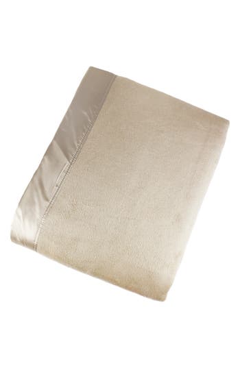 Melange Home Silk Charmeuse Border Throw Blanket In Taupe