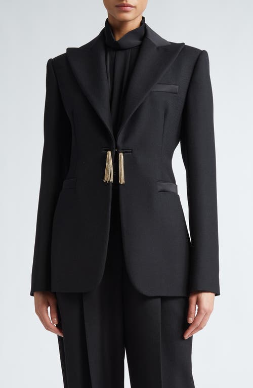 Shop Max Mara Boemia Tassel Detail Stretch Wool Blazer In Black