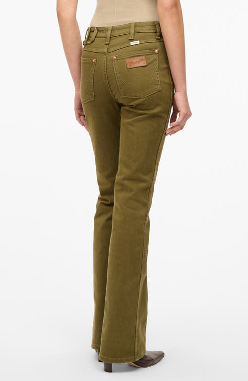 Shop Staud + Wrangler The Must Flare Leg Jeans In Sergeant Green