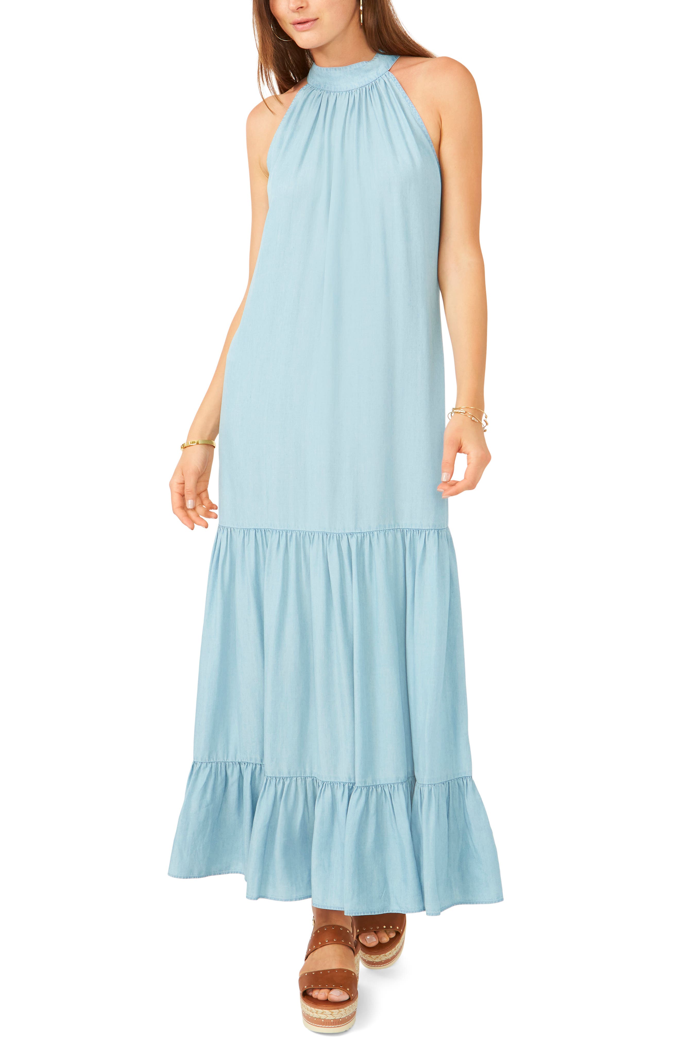 vince camuto halter neck shift dress